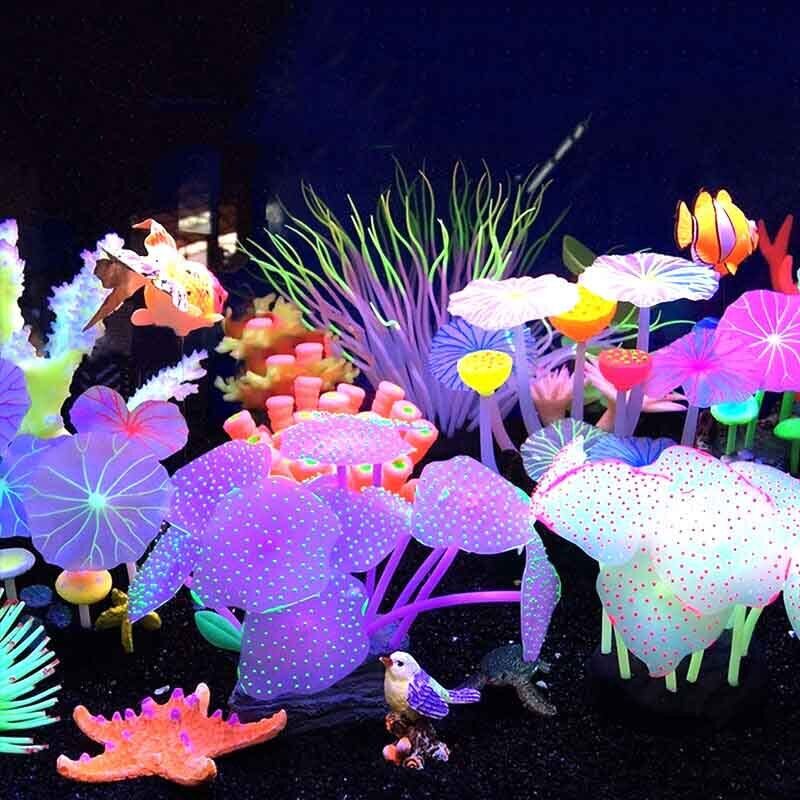 Aquarium Fish Enrichment - Silikonowe świecące dekoracje do akwarium: sztuczne